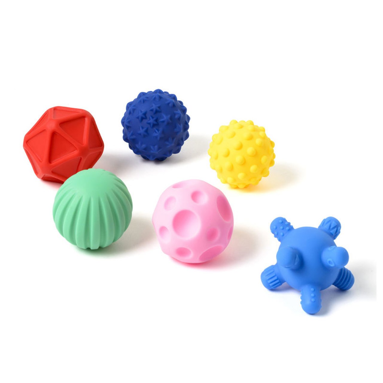 6 Petites Balles Sensorielles - Balles d'Éveil Assorties - 6,8 cm de Diamètre - Plastique Souple